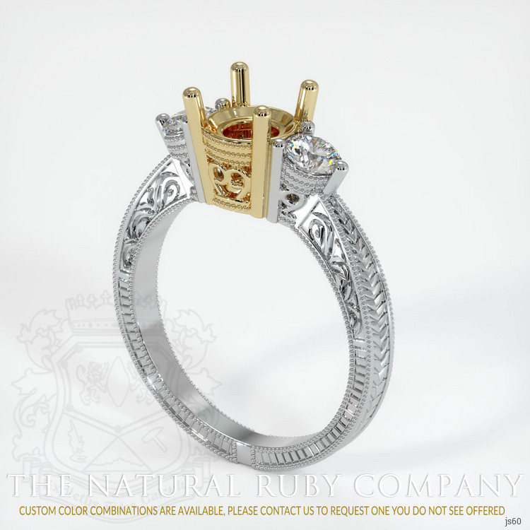 18K Yellow & White Antique Style Ring Setting