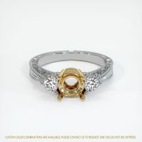 18K Yellow & White Antique Style Ring Setting Image