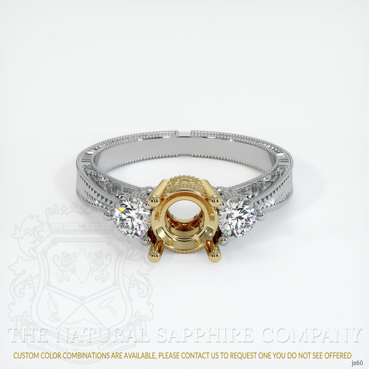 18K Yellow & White Antique Style Ring Setting