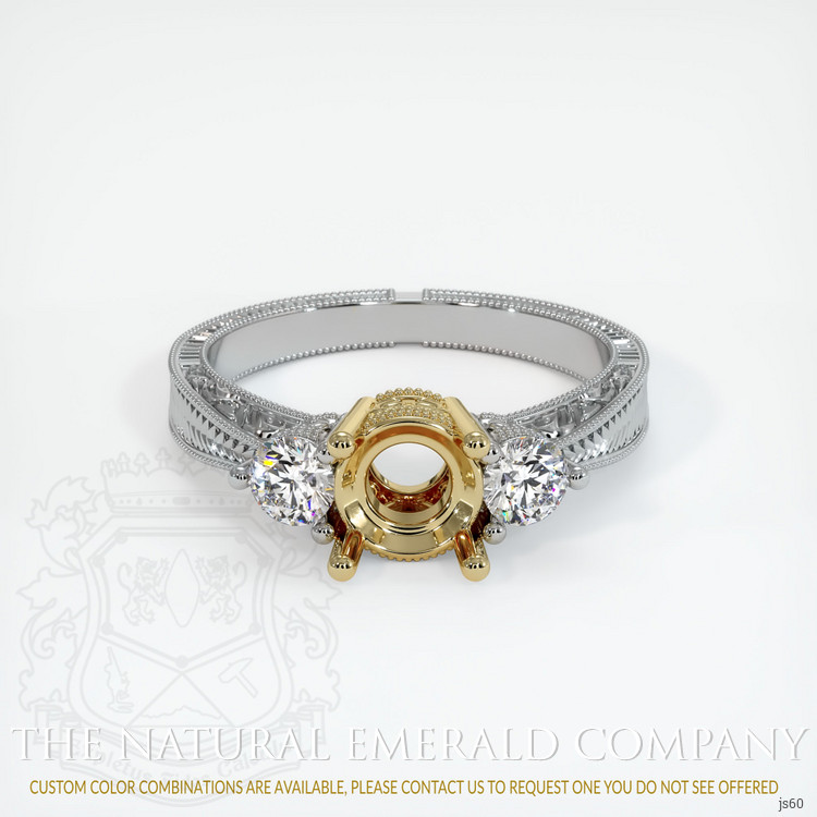 18K Yellow & White Antique Style Ring Setting