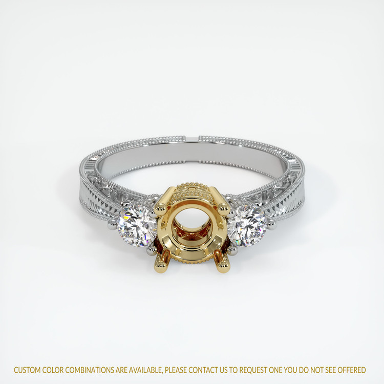 18K Yellow & White Antique Style Ring Setting