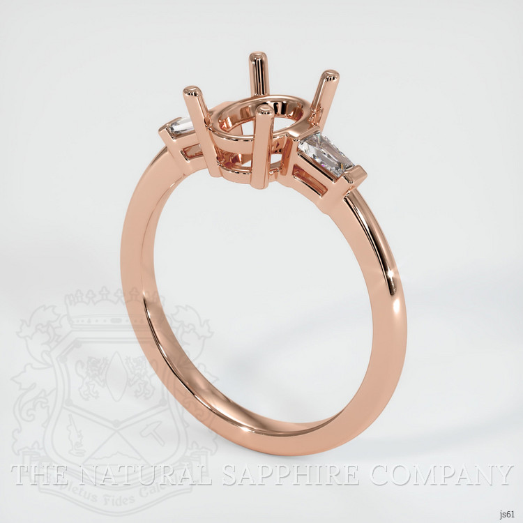 14K Rose Gold Three Stone Ring Setting