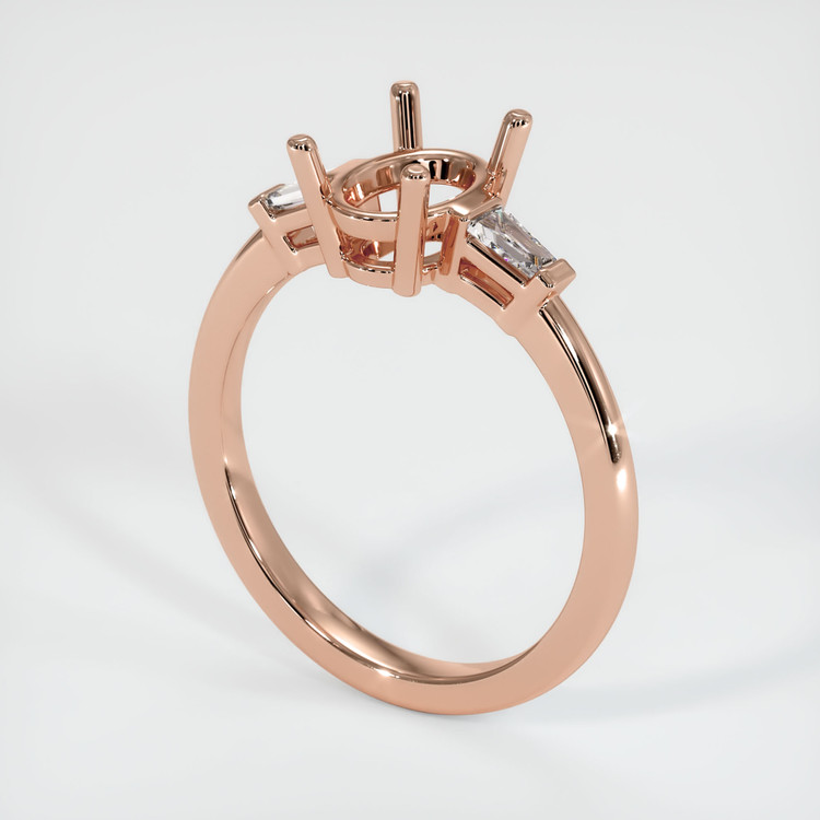 14K Rose Gold Three Stone Ring Setting