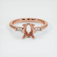 14K Rose Gold Three Stone Ring Setting Image