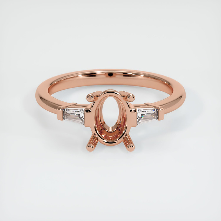 14K Rose Gold Three Stone Ring Setting