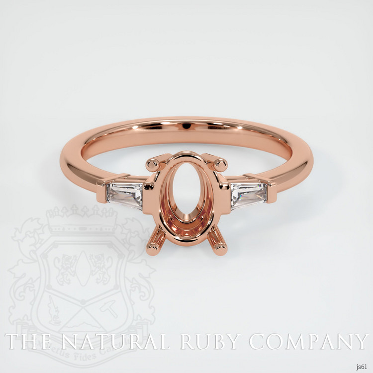 14K Rose Gold Three Stone Ring Setting
