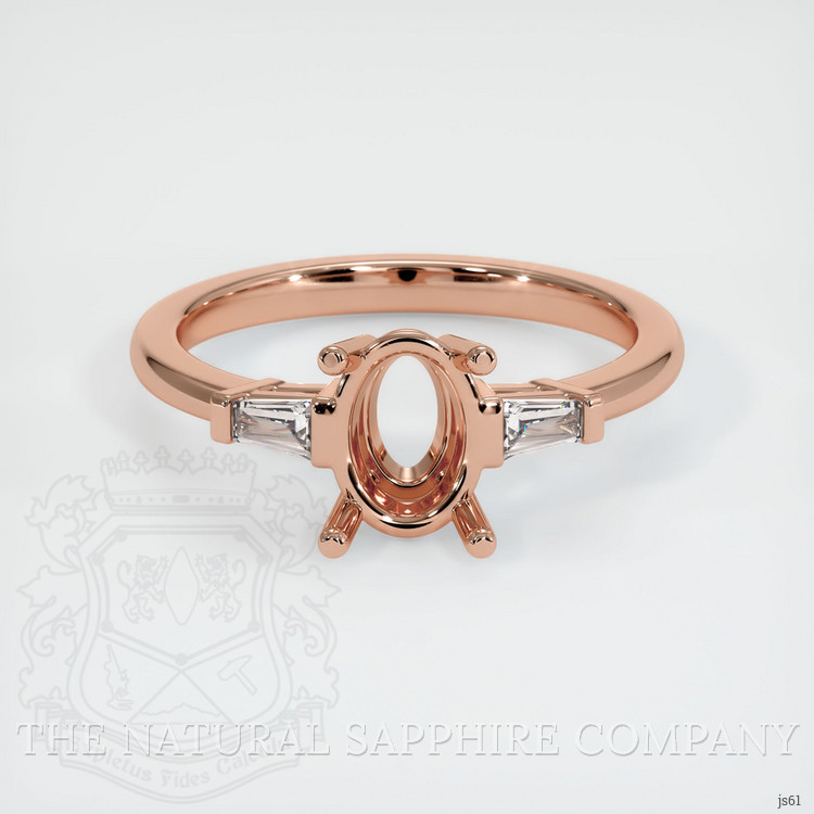 14K Rose Gold Three Stone Ring Setting
