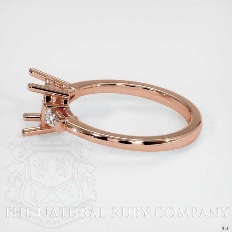 14K Rose Gold Three Stone Ring Setting