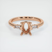 18K Rose Gold Three Stone Ring Setting Image