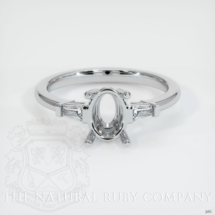 14K White Gold Three Stone Ring Setting