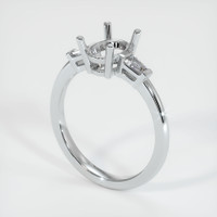 Three Stone Emerald Ring 1.85 Ct., 18K White Gold Combination Setting