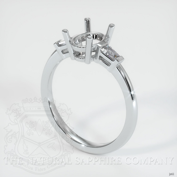 18K White Gold Three Stone Ring Setting