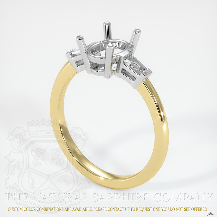 14K White & Yellow Three Stone Ring Setting