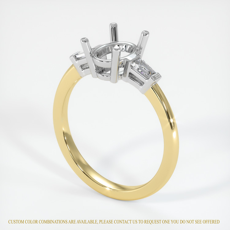 14K White & Yellow Three Stone Ring Setting