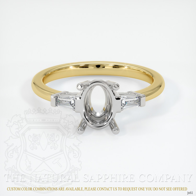 14K White & Yellow Three Stone Ring Setting