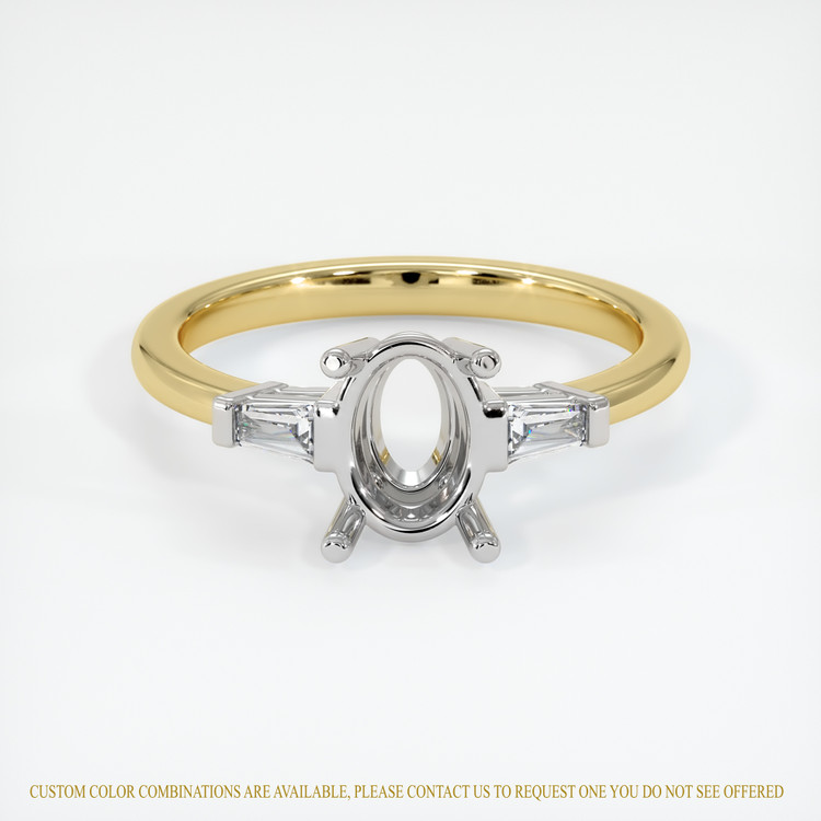 14K White & Yellow Three Stone Ring Setting