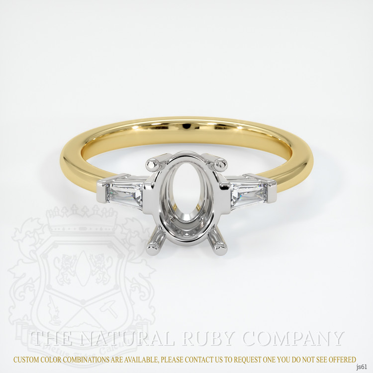 14K White & Yellow Three Stone Ring Setting