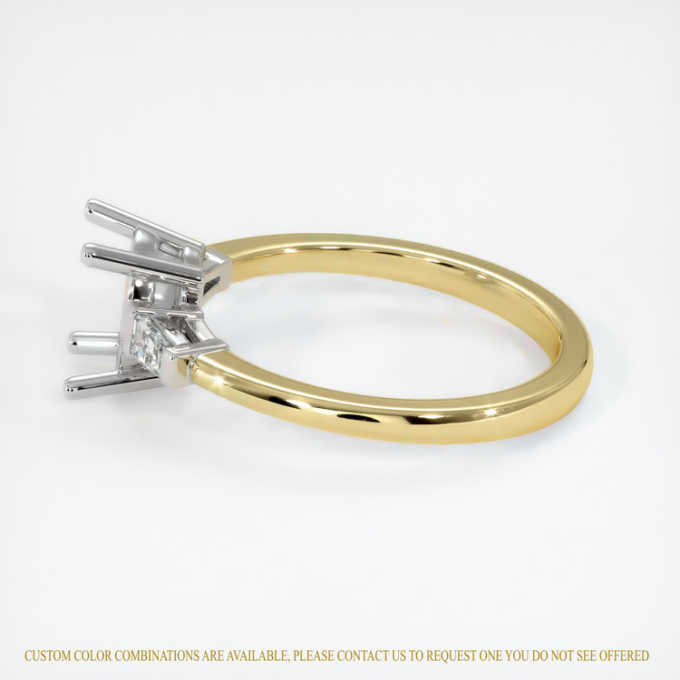 14K White & Yellow Three Stone Ring Setting