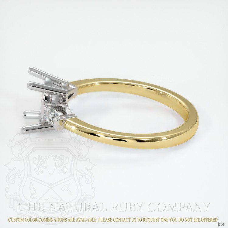 14K White & Yellow Three Stone Ring Setting