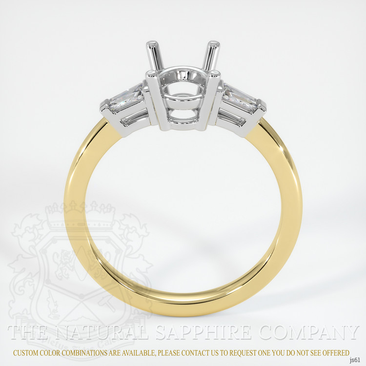 14K White & Yellow Three Stone Ring Setting