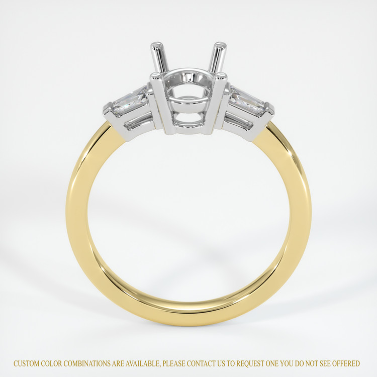 14K White & Yellow Three Stone Ring Setting