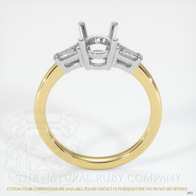 14K White & Yellow Three Stone Ring Setting