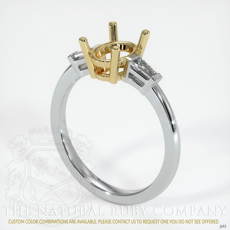 14K Yellow & White Three Stone Ring Setting