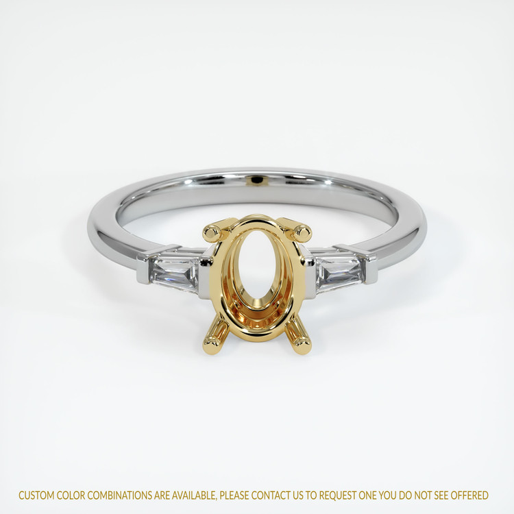 14K Yellow & White Three Stone Ring Setting