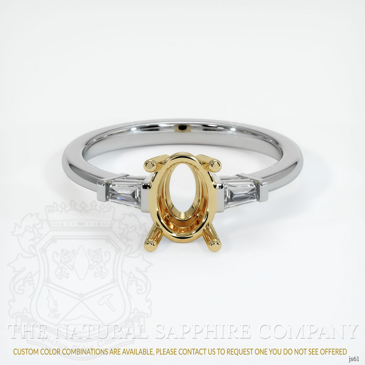 14K Yellow & White Three Stone Ring Setting