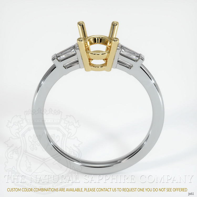 14K Yellow & White Three Stone Ring Setting