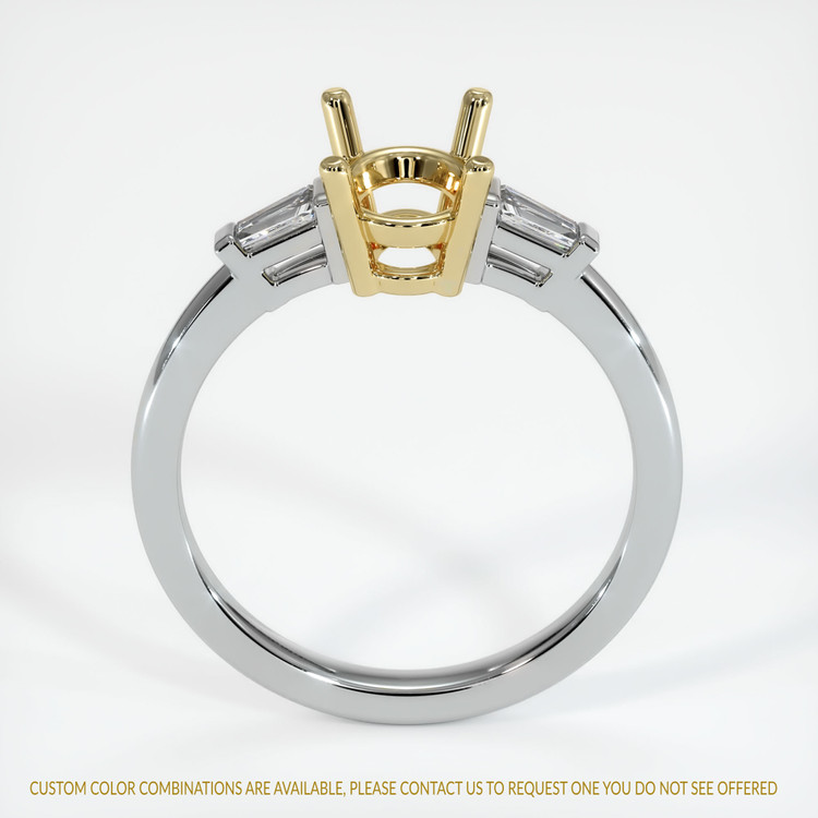 14K Yellow & White Three Stone Ring Setting