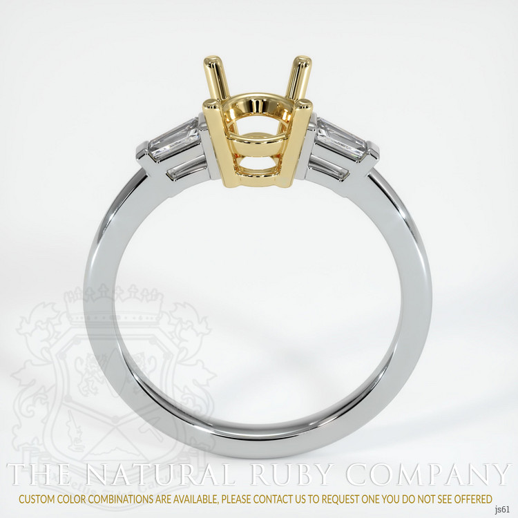 14K Yellow & White Three Stone Ring Setting