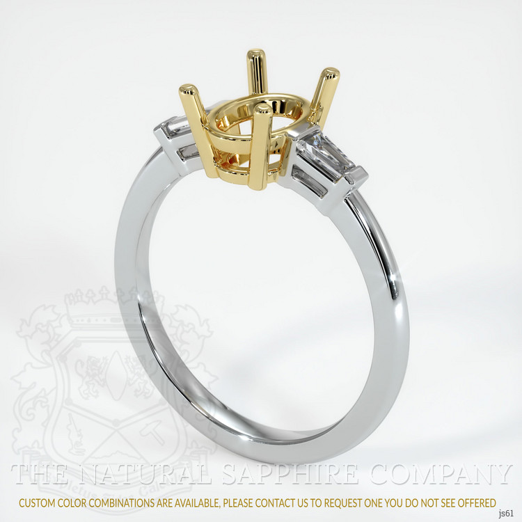 18K Yellow & White Three Stone Ring Setting