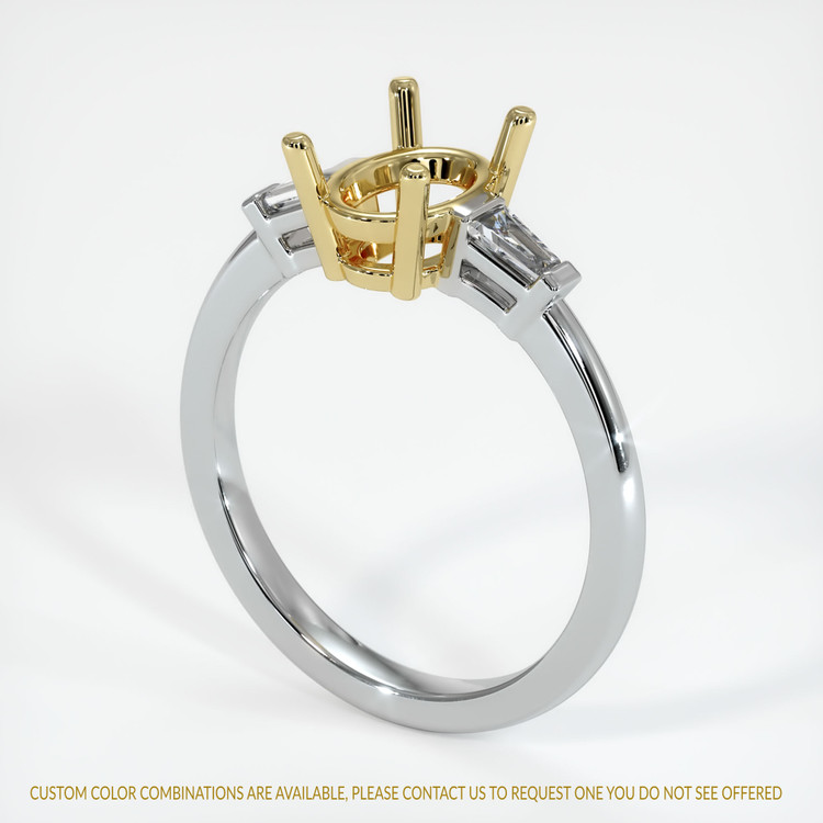 18K Yellow & White Three Stone Ring Setting