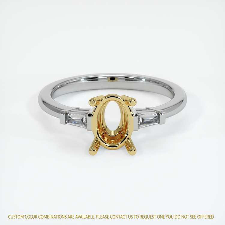 18K Yellow & White Three Stone Ring Setting