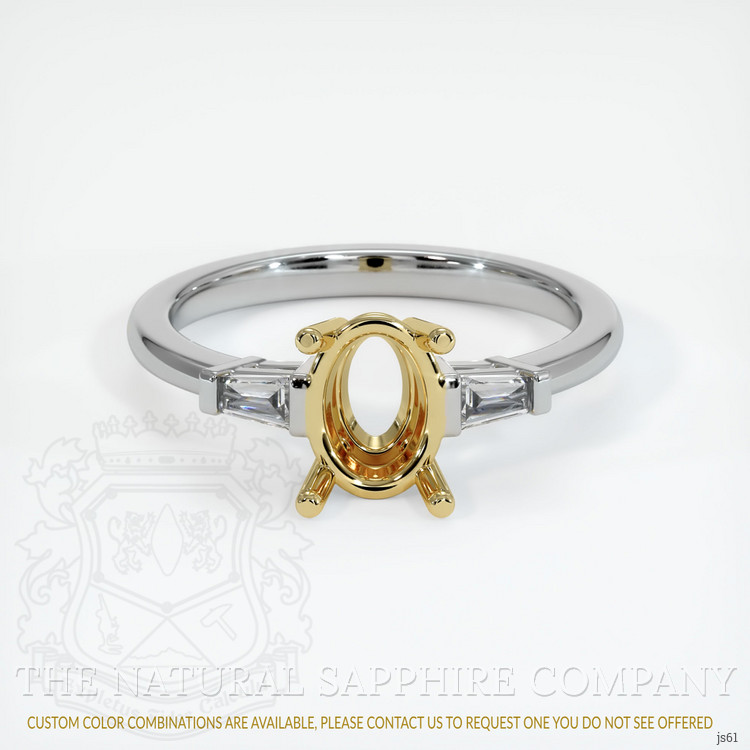 18K Yellow & White Three Stone Ring Setting