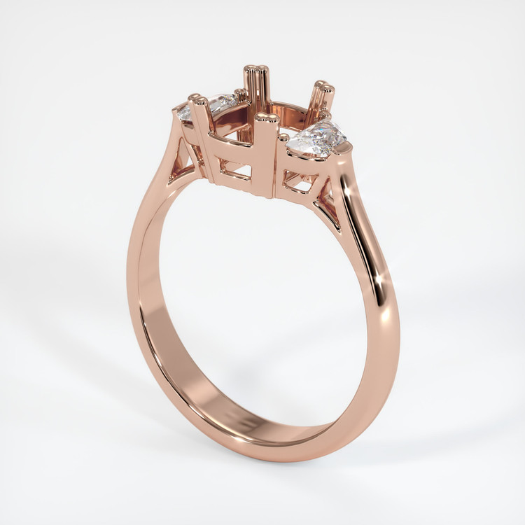 14K Rose Gold Three Stone Ring Setting