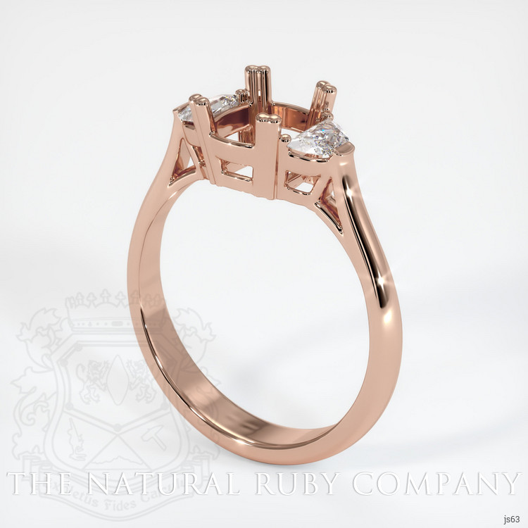 14K Rose Gold Three Stone Ring Setting