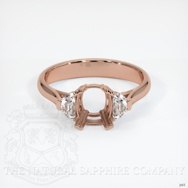 14K Rose Gold Three Stone Ring Setting