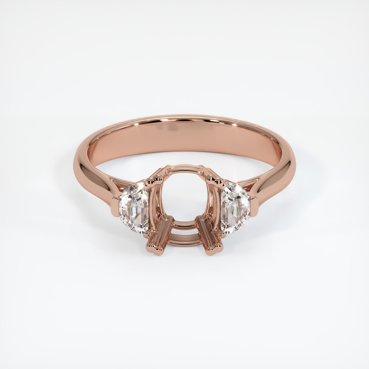 14K Rose Gold Three Stone Ring Setting