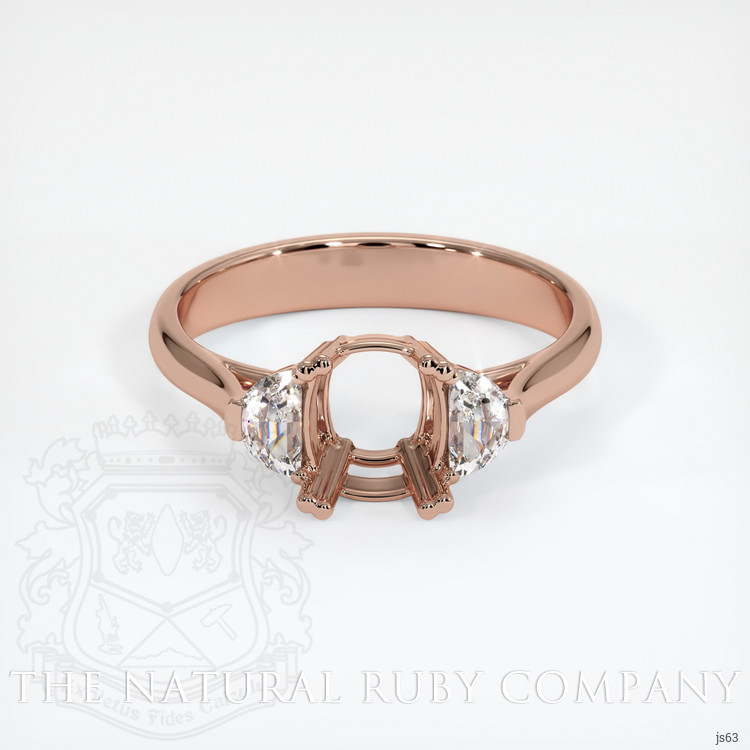 14K Rose Gold Three Stone Ring Setting