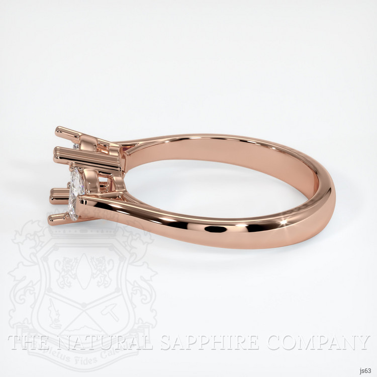 14K Rose Gold Three Stone Ring Setting
