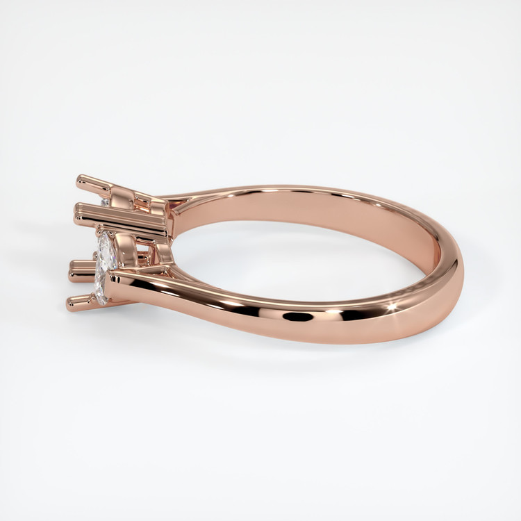 14K Rose Gold Three Stone Ring Setting