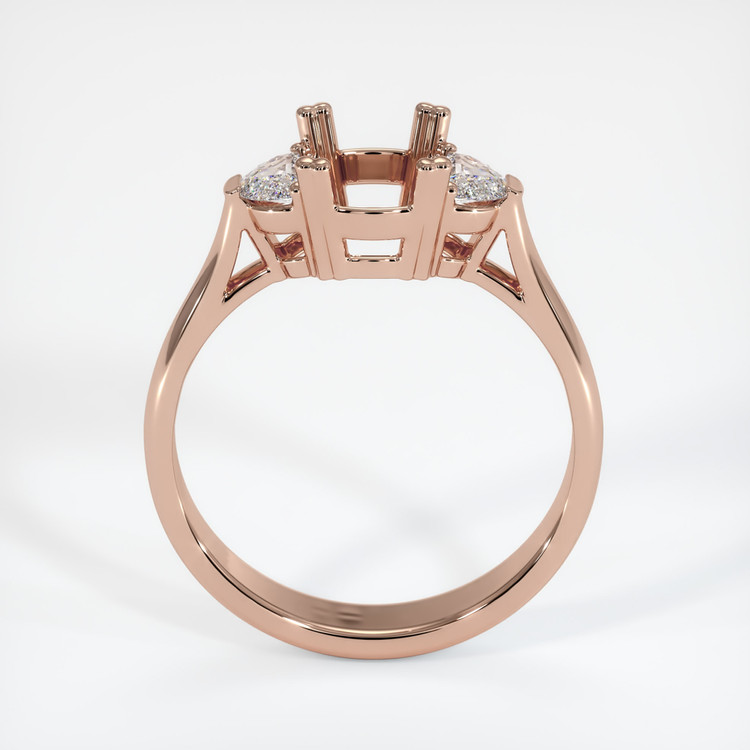 14K Rose Gold Three Stone Ring Setting