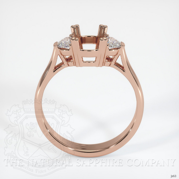 14K Rose Gold Three Stone Ring Setting