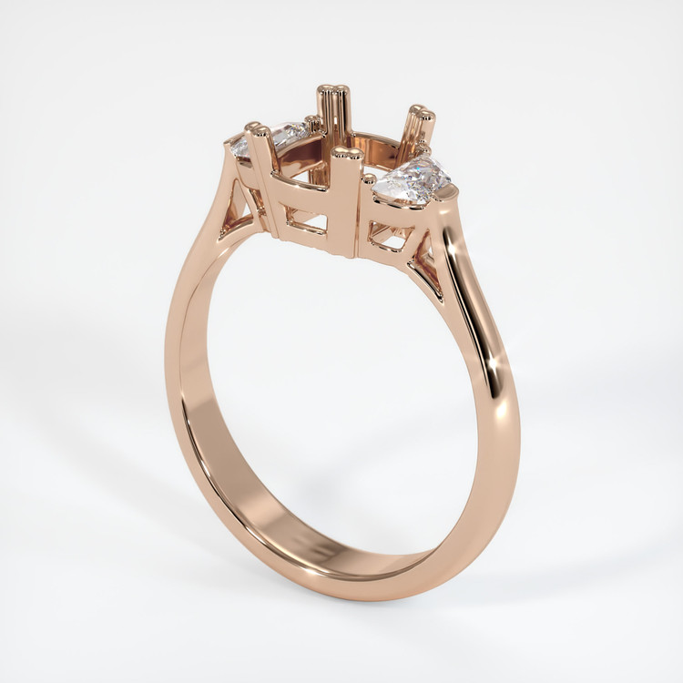 18K Rose Gold Three Stone Ring Setting