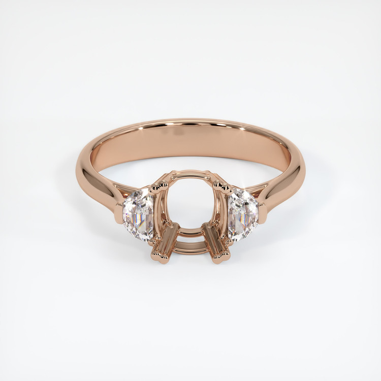 18K Rose Gold Three Stone Ring Setting
