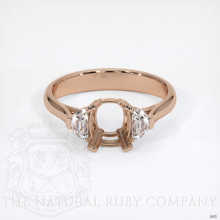 18K Rose Gold Three Stone Ring Setting