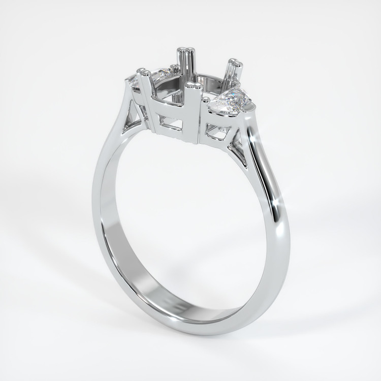 14K White Gold Three Stone Ring Setting