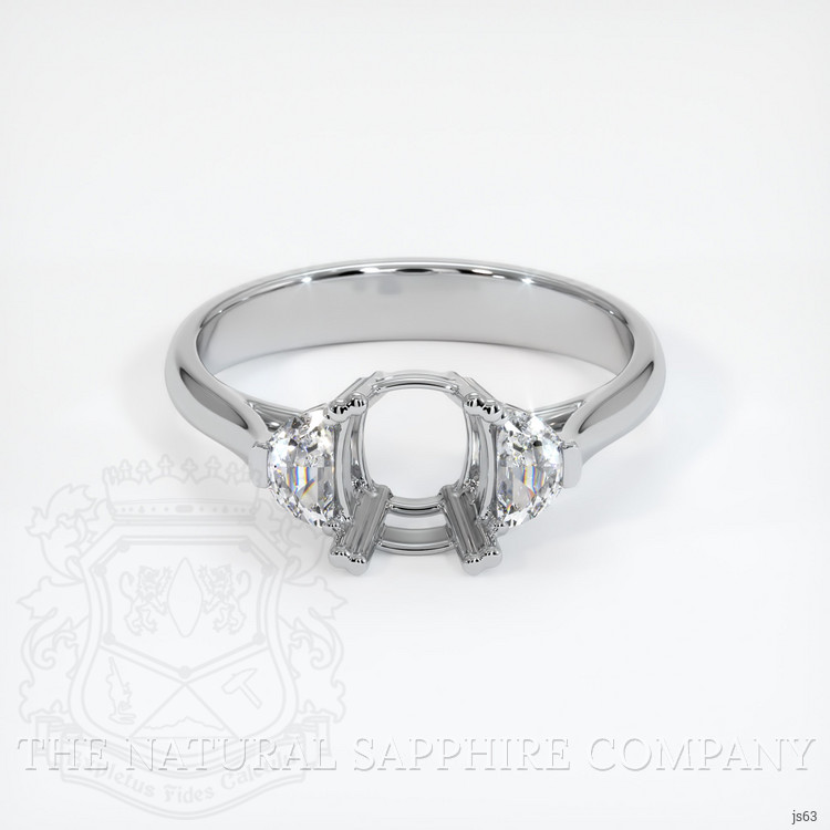 14K White Gold Three Stone Ring Setting